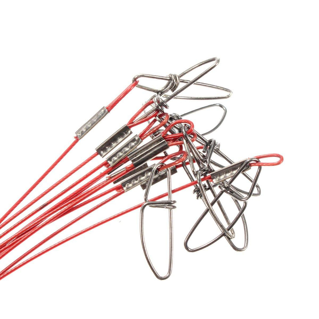 10Pcs 50cm Fishing Lures 316 Stainless Steel Wire Trace Leader Spinner Swivel Line - MRSLM