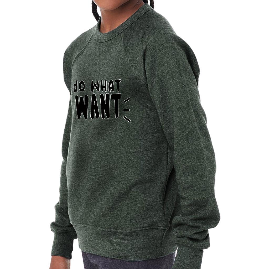 I Do What I Want Kids' Raglan Sweatshirt - Trendy Sponge Fleece Sweatshirt - Cool Design Sweatshirt - MRSLM
