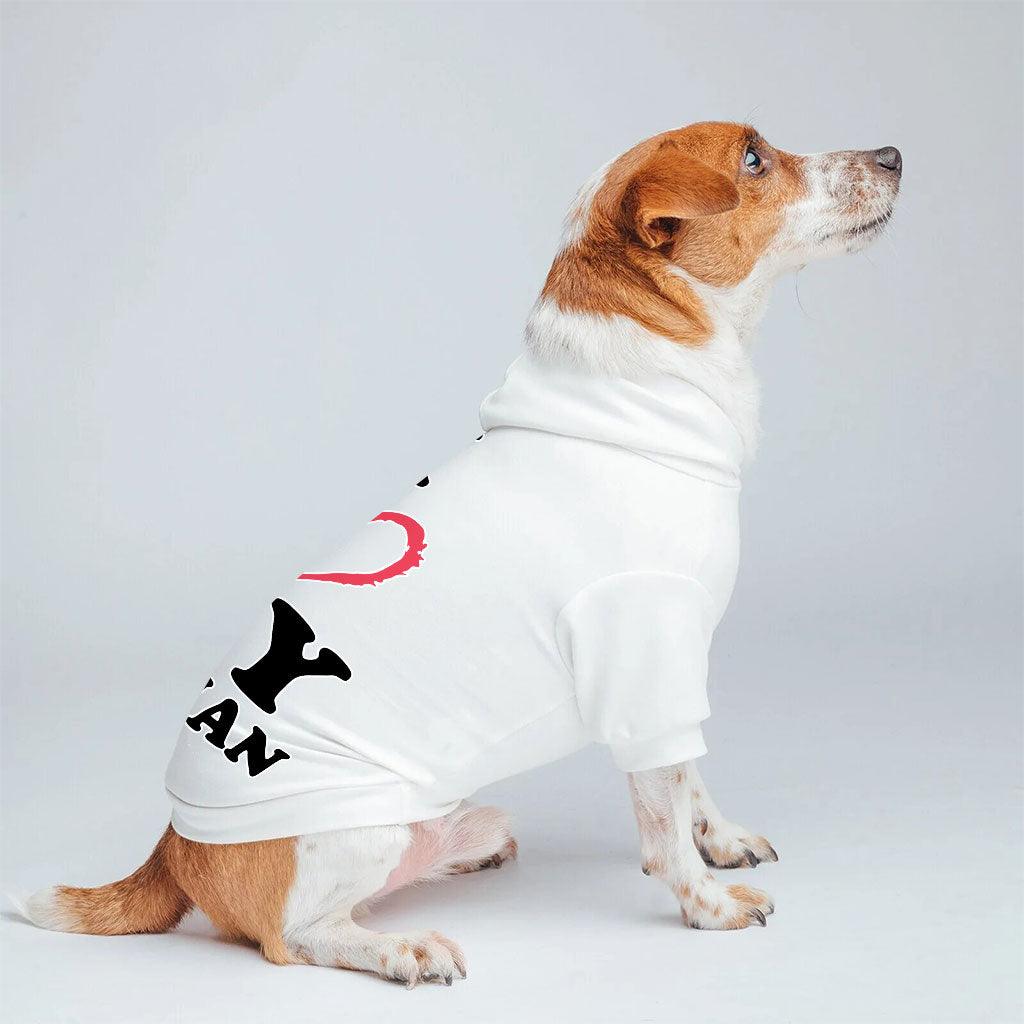 I Love My Human Dog Hoodie - Text Design Dog Coat - Heart Dog Clothing - MRSLM