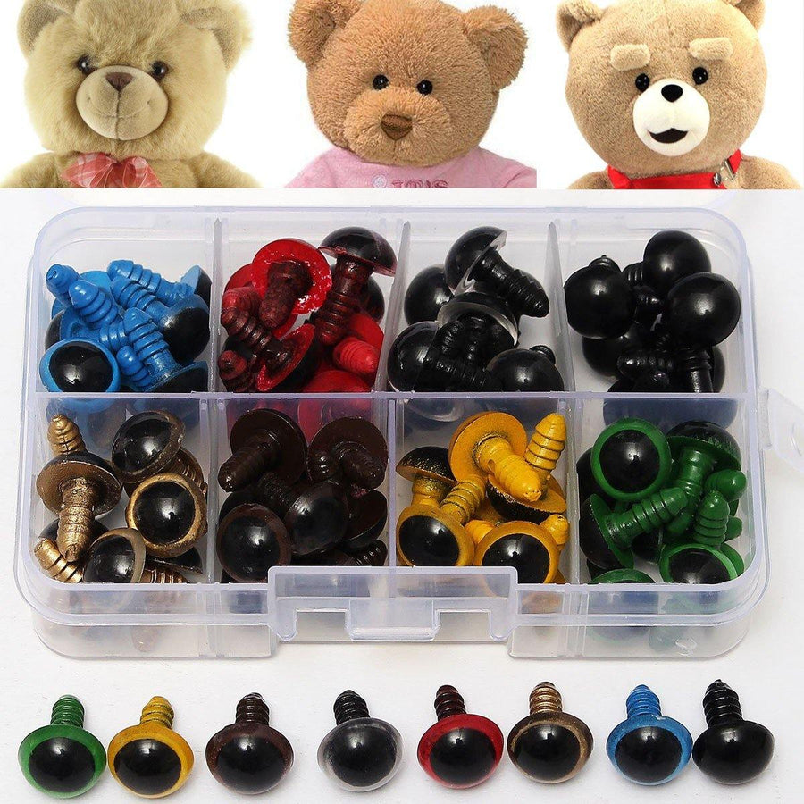 80Pcs 12mm 8Colors Plastic Safety Eyes Washers Kids Teddy Bear Doll Animal Toys Handmade Craft Tool - MRSLM