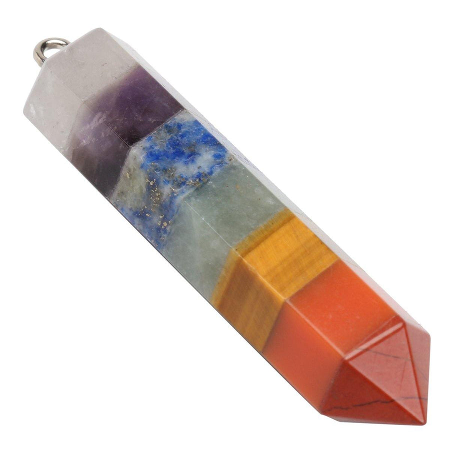 7 Chakra Healing Wand Layered Crystal Faceted Stick Healing Balancing Pendants - MRSLM