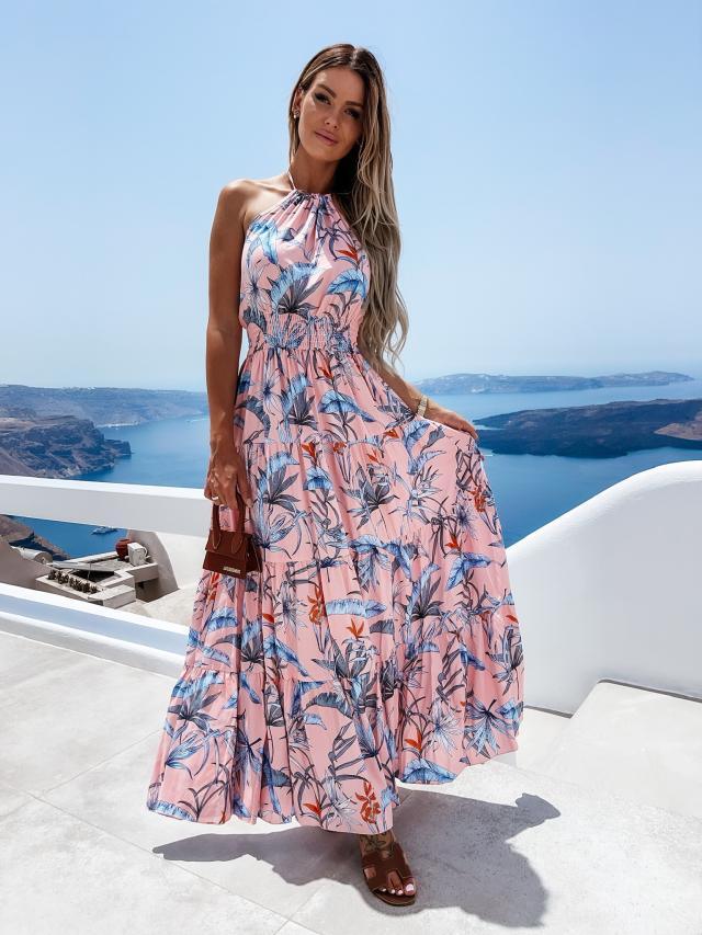 Fashion Sexy Floral Halter Dress - MRSLM