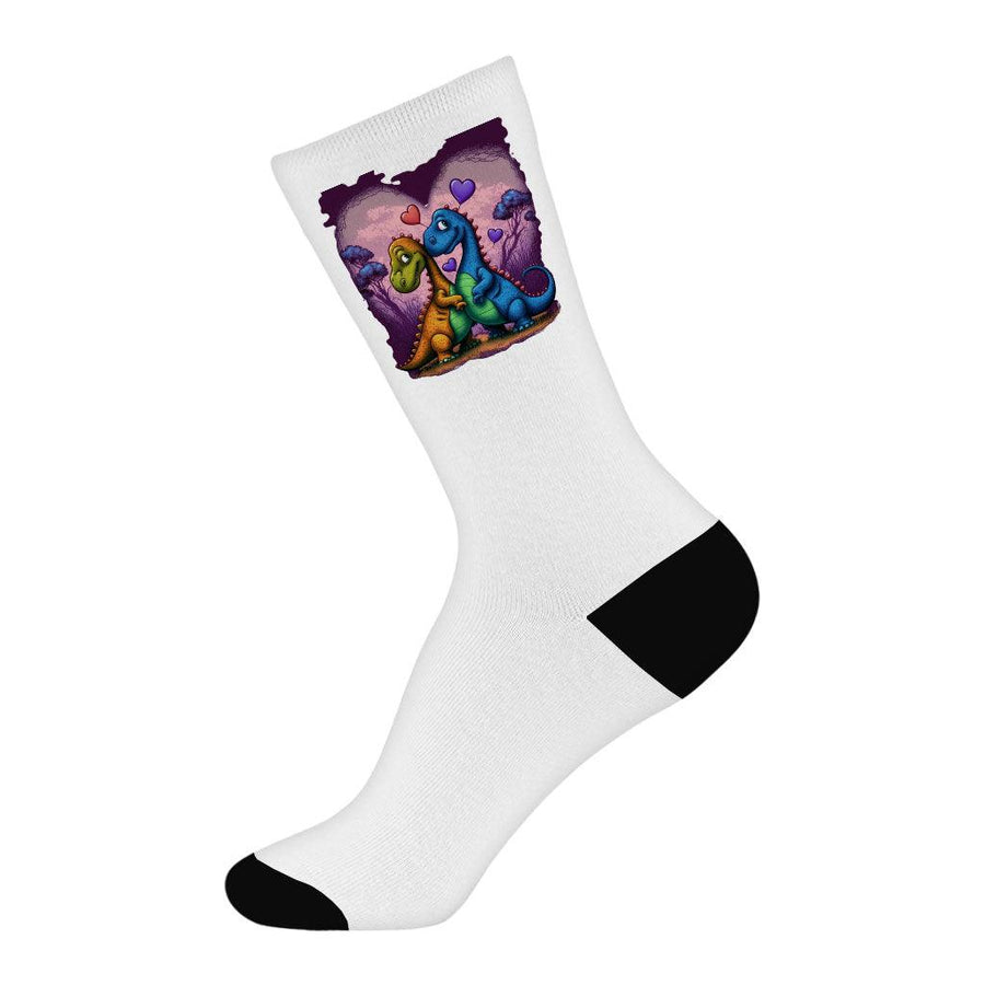 Love Socks - Dinosaur Novelty Socks - Colorful Crew Socks - MRSLM
