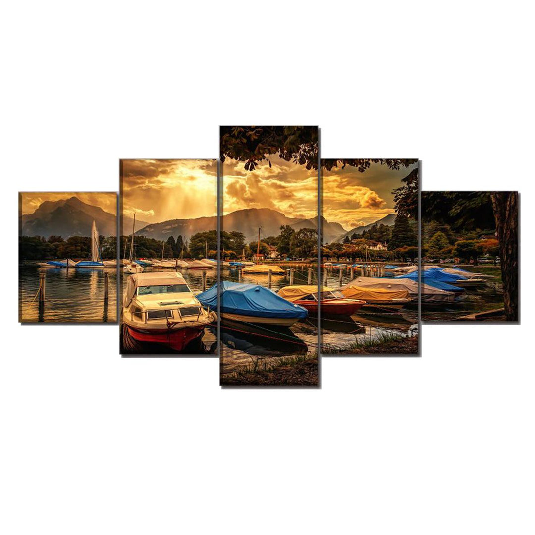 5Pcs Canvas Print Paintings Scenery Oil Painting Wall Decorative Printing Art Picture Frameless Home Office Decoration - MRSLM