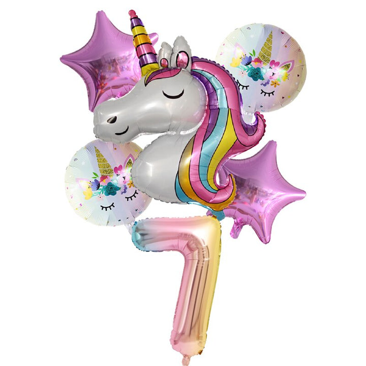 Rainbow Unicorn Balloons 6 pcs/Set