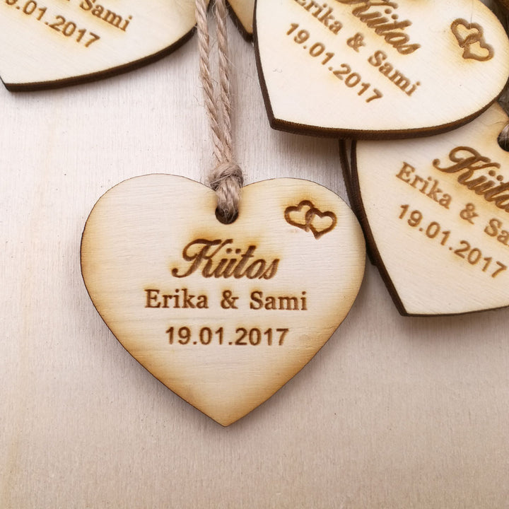Personalized Heart Shaped Wooden Party Favors