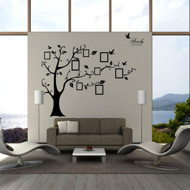 2.5M Removable Memory Tree Picture Frames Wallpaper Photo Wall Stickers Decor Bird Room Wall Black - MRSLM