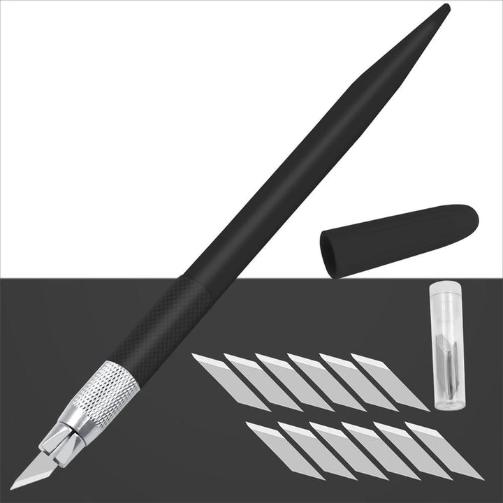 1pcs Utility Knife with 12pcs Blades Paper Cutter Craft Pen Engraving Knife DIY Repair Hand Tools Carving Gift Stationery Art Supplies - MRSLM
