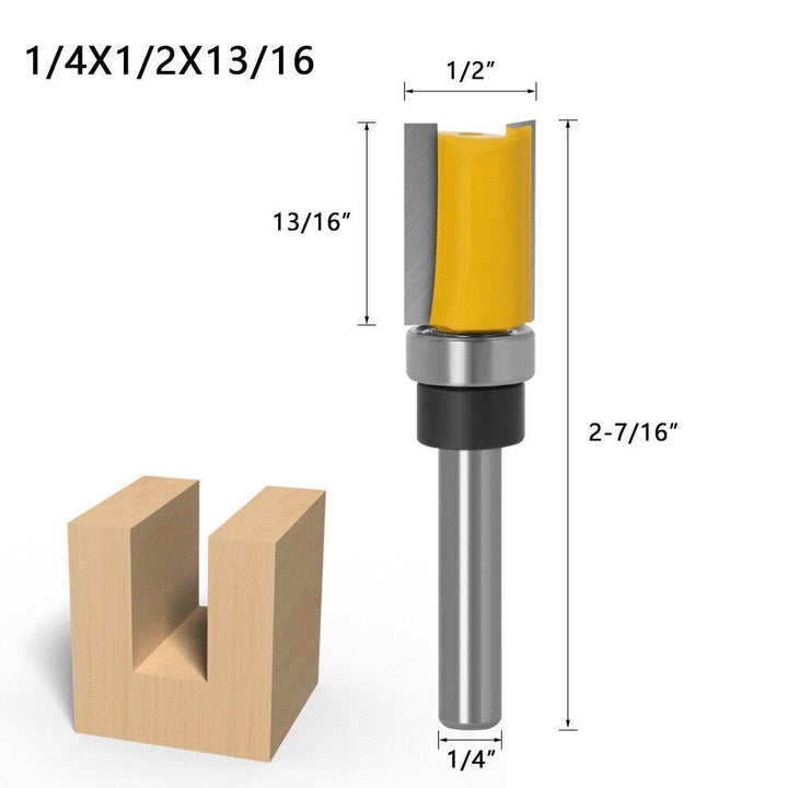 1/4inch/6mm Shank Flush Trim Router Bit Pattern Bit Top Bottom Bearing Blade Template Wood Milling Cutter Carpenter - MRSLM
