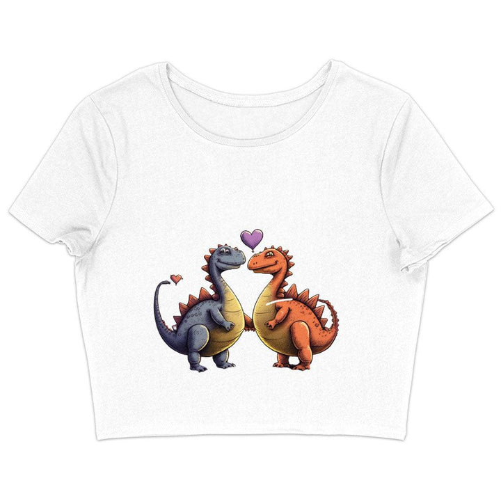Love Couple Women's Cropped T-Shirt - Dinosaur Print Crop Top - Printed Cropped Tee - MRSLM