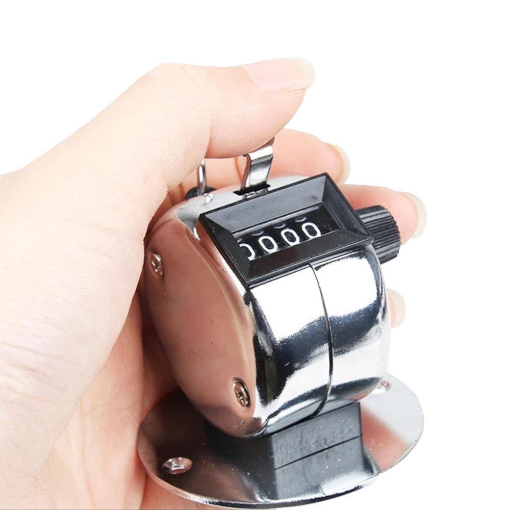 0-9999 Metal Manual Counting Device Four-Digit Counter Hand Tally Counters with Mechanical Button Display Measuring Tool - MRSLM