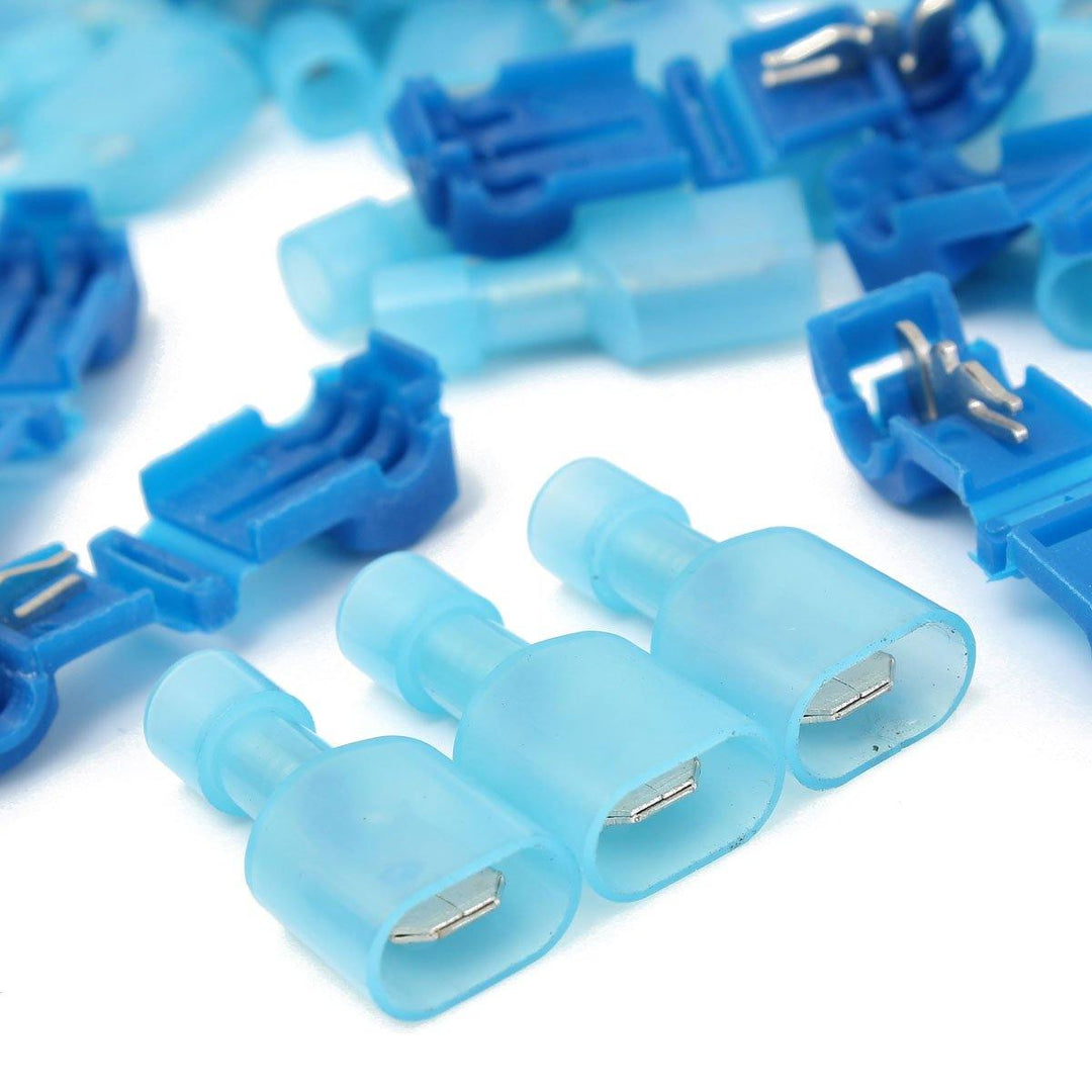 Excellway® 100PCS Blue Quick Splice Wire Terminals&Male Spade Connector 2.5-4.0mm² 16-14AWG - MRSLM