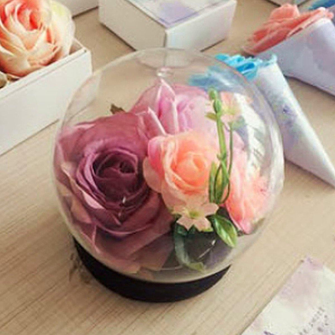 12cm Glass Dome Ball Cloche Globe Bell Jar Tealight Flower Cover Stand Display Room Decorations - MRSLM