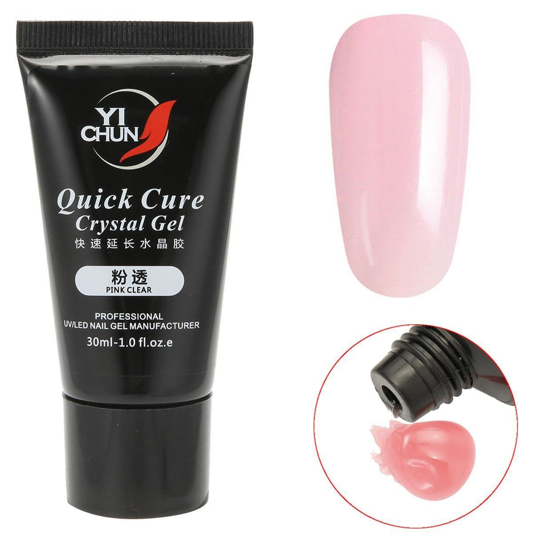 Poly Gel Kit Clear White Pink Nail Builder Tips Extension UV LED Brush Gel Mold - MRSLM