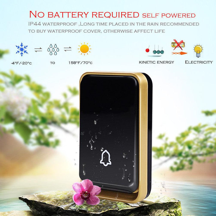 SMATRUL K06 Self-powered Wireless Doorbell Waterproof No Battery Smart Home Door Bell Chime 2 Transmitter 1 Receiver - MRSLM