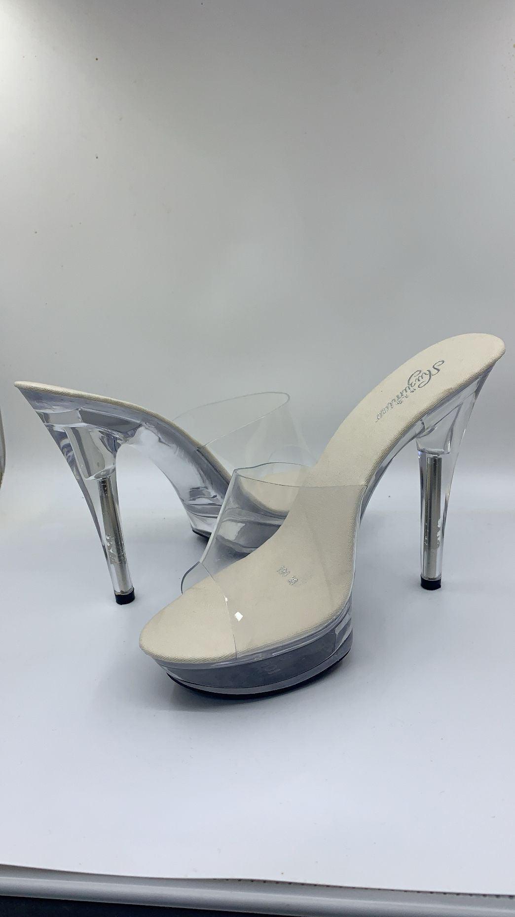 Stiletto Platform Sandals Slippers Transparent Crystal - MRSLM