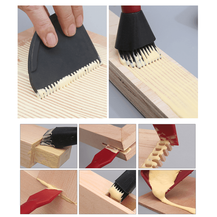 Wnew 4Pcs Silicone Glue Kit Wide/Narrow Brush with Flat Scraper and Glue Tray Woodworking Gluing Kit Set - MRSLM