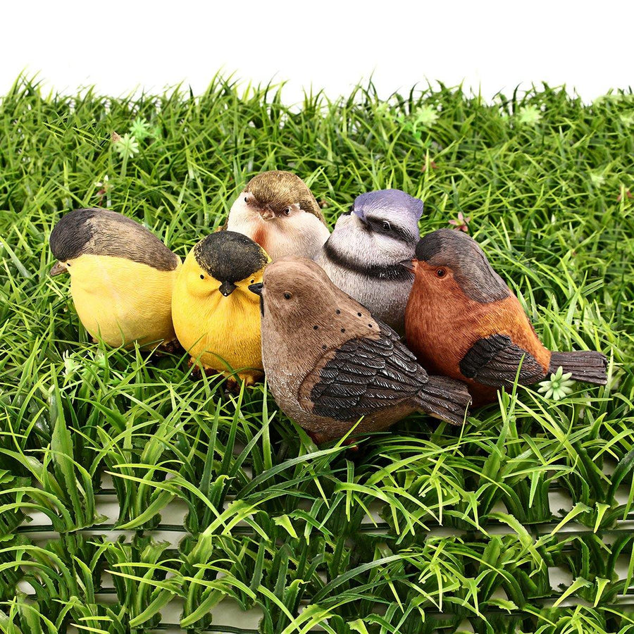 6 Pcs Resin Lifelike Bird Ornament Figurine Parrot Model Toy Gard Lawn Decorations - MRSLM