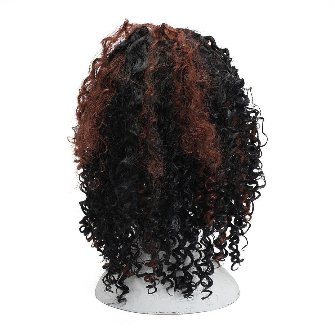 Brazilian Black Brown Hair Deep Wavy Curly Lace Front Full Wig - MRSLM