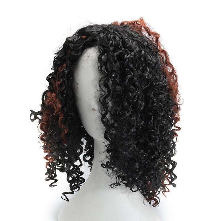 Brazilian Black Brown Hair Deep Wavy Curly Lace Front Full Wig - MRSLM