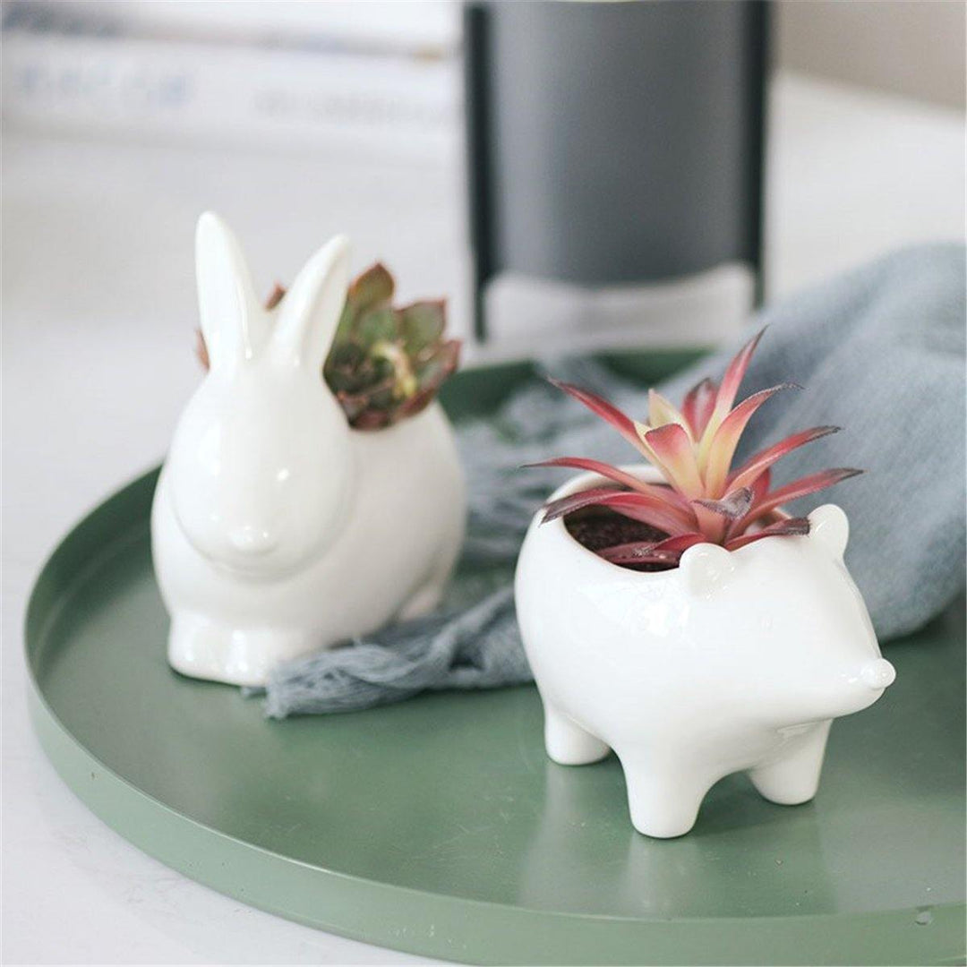 Ceramic Succulent Plant Container Flower Pot Planter Holder Vase Animal Shape Decorations - MRSLM