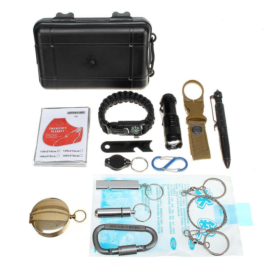 17 in 1 SOS Emergency Camping Hiking Hunting Outdoor Survival Equipment Tools Kit Gear - MRSLM