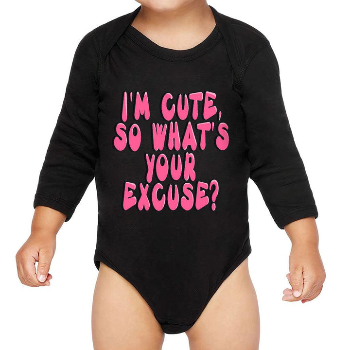 I'm Cute Baby Long Sleeve Onesie - Funny Baby Long Sleeve Bodysuit - Trendy Baby One-Piece - MRSLM