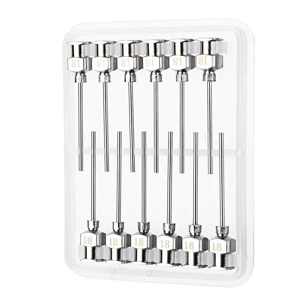 12Pcs/Set 1'' Stainless Steel Blunt Tip Dispensing Needle Luer Lock for Syringe Refilling and Measuring Liquid Industrial Glue Applicator - MRSLM