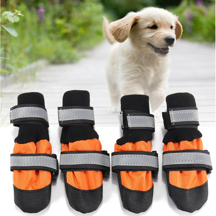 4Pcs Pet Dog Rain Snow Boots Warm Shoe Anti-slip Footwear Sock Waterproof Shoe Covers - MRSLM