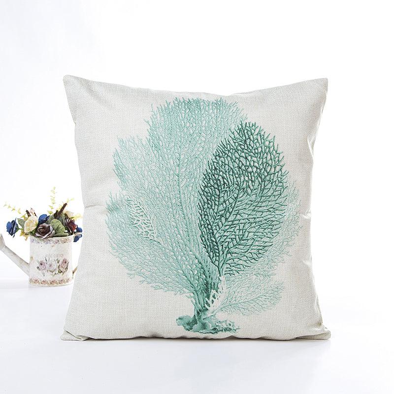 Blue Sea House Starfish Cotton Linen Cushion Cover Square Soft Decorative Pillow Case - MRSLM