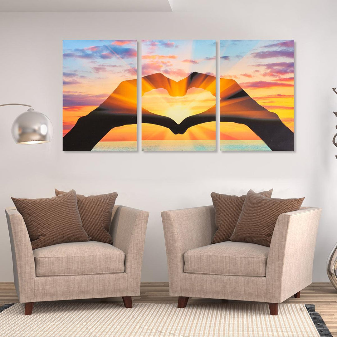 3pcs Unframed Heart Gesture Canvas Painting Home Wall Art Living Room Bedroom Decor Hanging Pictures - MRSLM