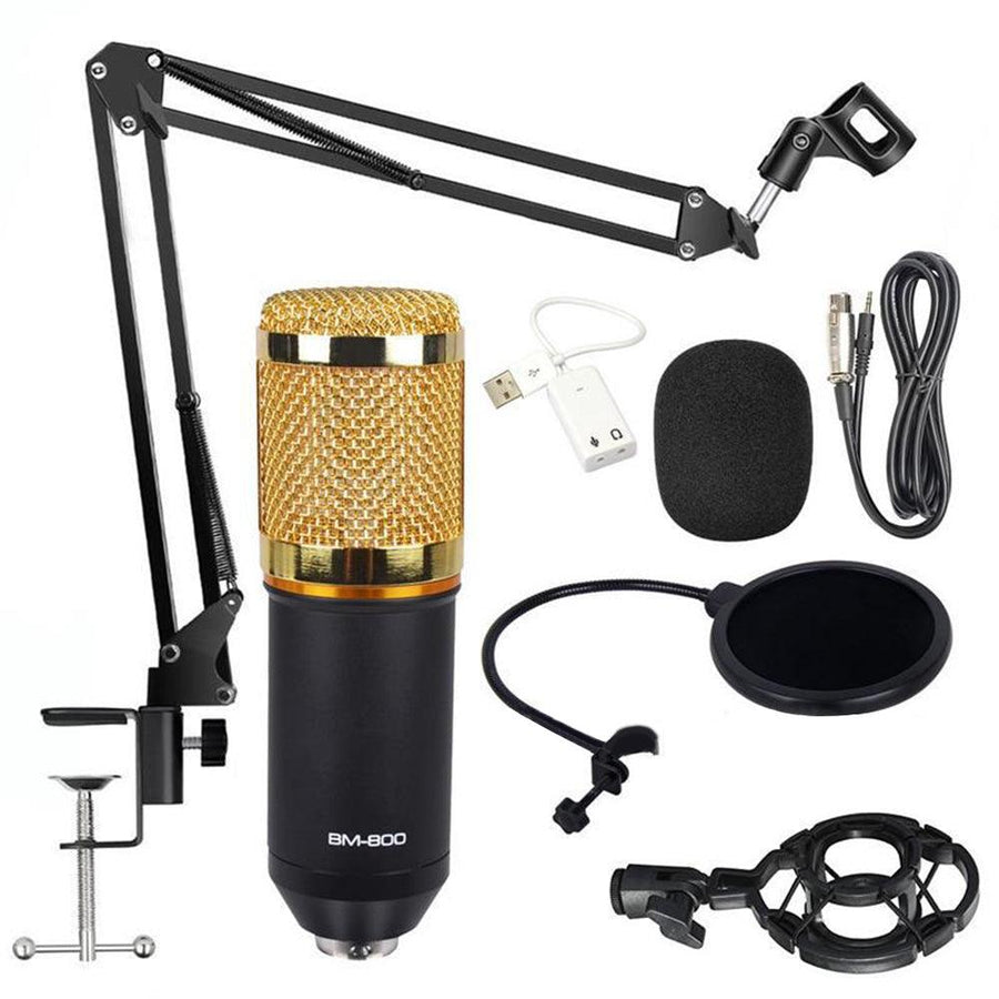BM800 Pro Condenser Microphone Kit Studio Suspension Boom Scissor Arm Stand with Fliter - MRSLM